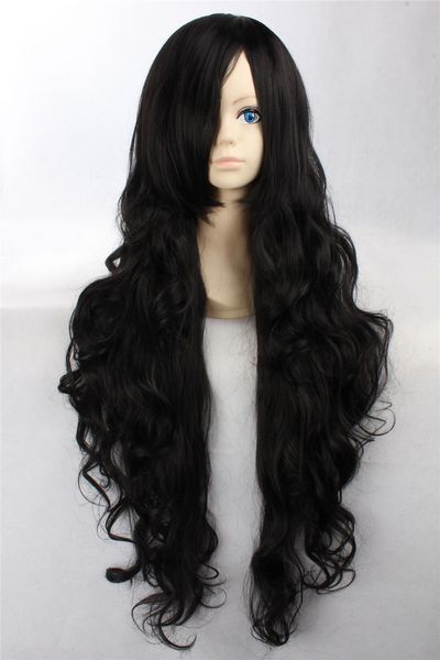 

cosplay wigs naraku,alvida long wavy curl black halloween anime hair