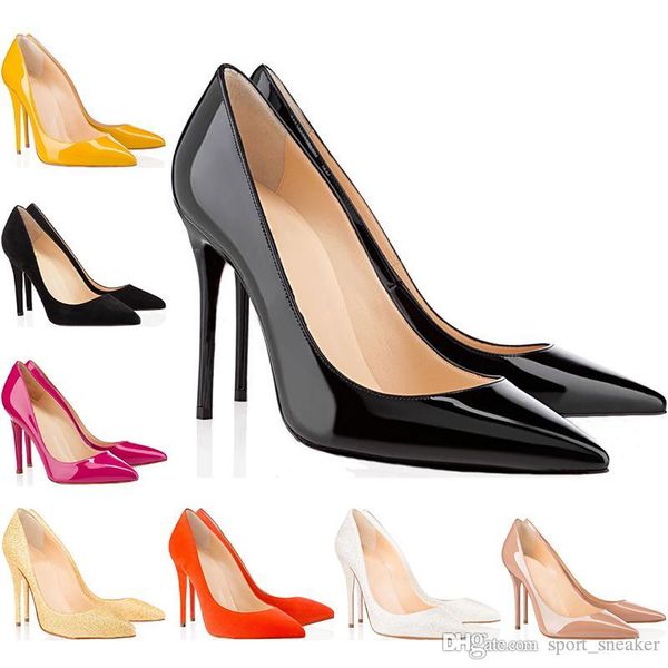 

fashion designer women shoes red bottom high heels 8cm 10cm 12cm nude black red leather pointed toes pumps dress party wedding shoes