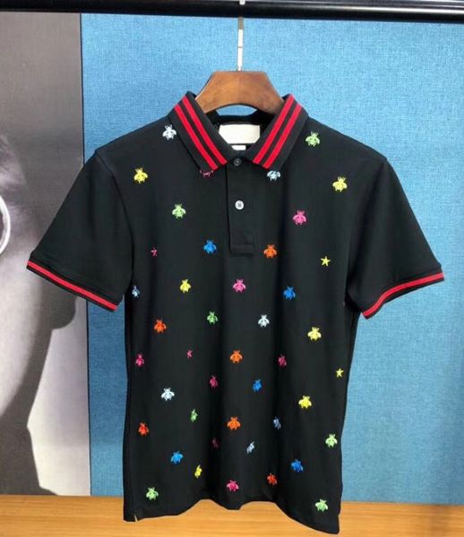 

bee designer polo shirts mens fashion clothing short sleeve calssic t-shirt business casual women tee, White;black