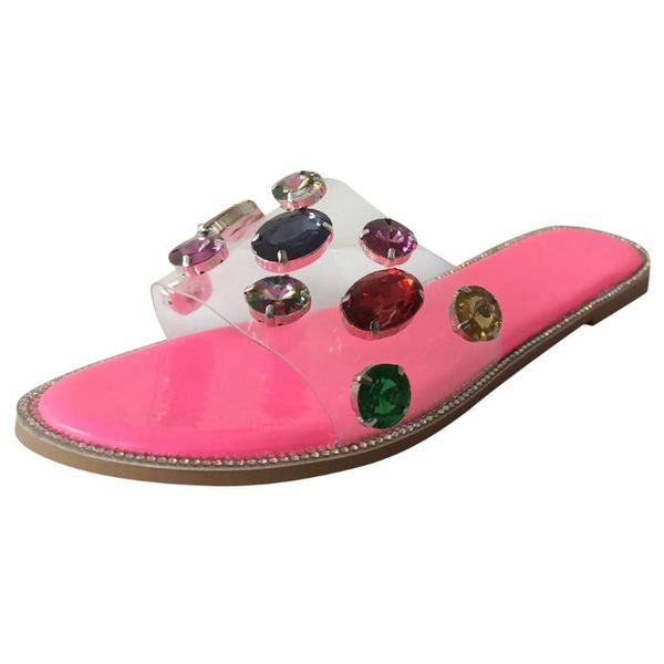 

2020 new summer slippers women flip-flops open toe rhinestone female shoes casual beach shoes woman flats slippers zapatos #28, Black