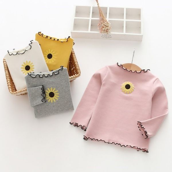 

children basic bottoming blouse clothes 3-8t toddler kids blouse baby girl cozy cotton soft long sleeve floral white shirt, White;black