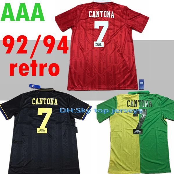 

1992-1994 man retro home away 92-93 giggs, scholes, beckham, neville soccer jersey united shirt ing, Black;yellow