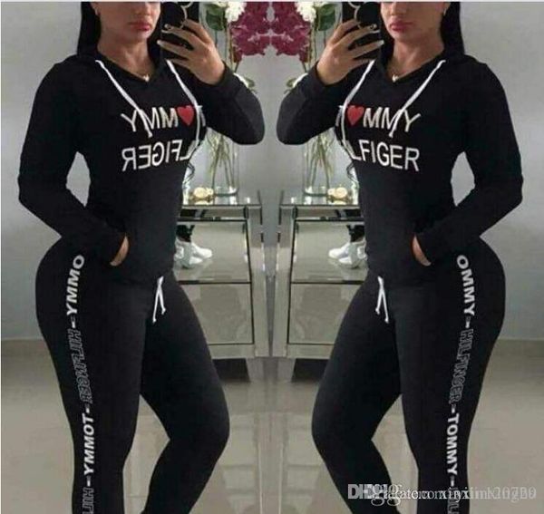 

new 2020 spring style sweat shirt print tracksuit women long pants pullover womens set women sport suits, White