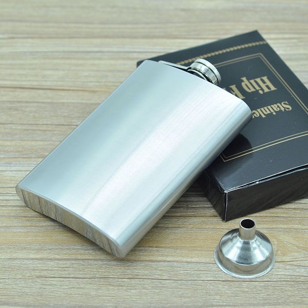 

8oz stainless steel hip flask portable outdoor flagon whisky stoup wine pot alcohol bottles beer cups with small funnel in stock fa2631