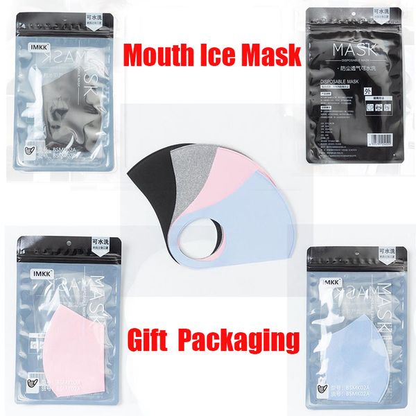 

Рот Ice Моющейся Маски против пыли Лица РМ2,5 Респиратора пылезащитного Антибактериальные многоразового Ice Шелкового хлопок Маска для взрослых Детей с подарочной коробкой