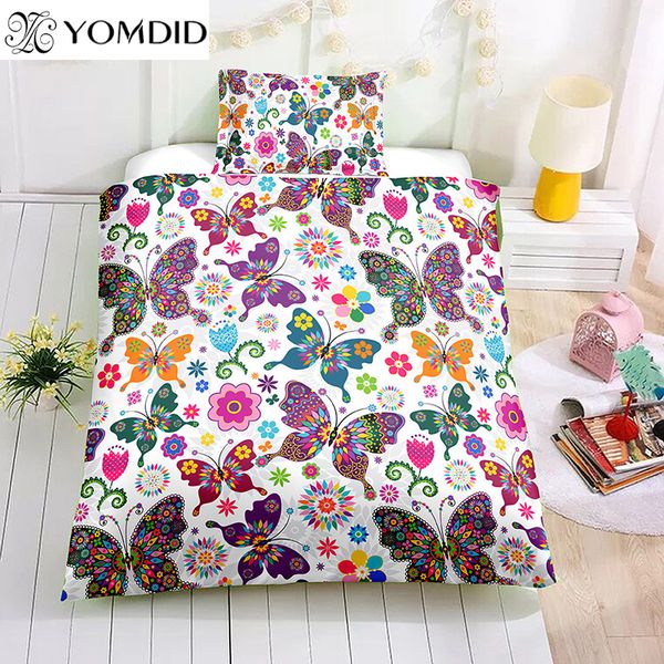 

printed butterflies bedding sets home bedding set 2-3pcs butterflies pattern with flower polyester duvet cover with pillowcase
