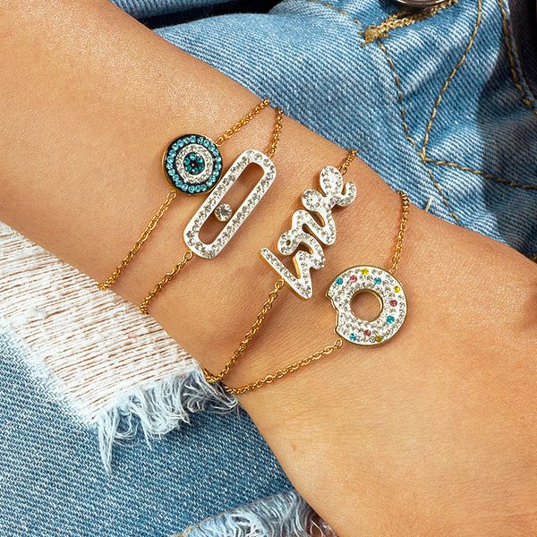 

baoyan bee star polaris charm bracelets multi colors rhinestone bracelets simple collocation stainless steel for women, Black