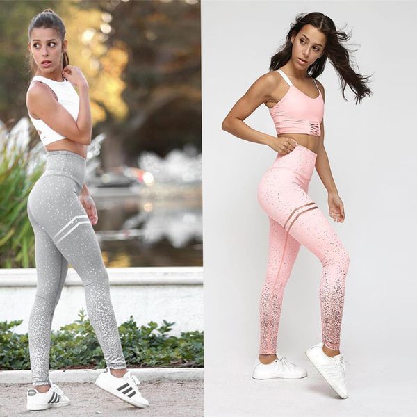 

2019 new fashion young girl professional yoga pants running sports fitness exercise gym trousers outdoor slimming hip lifting graffiti