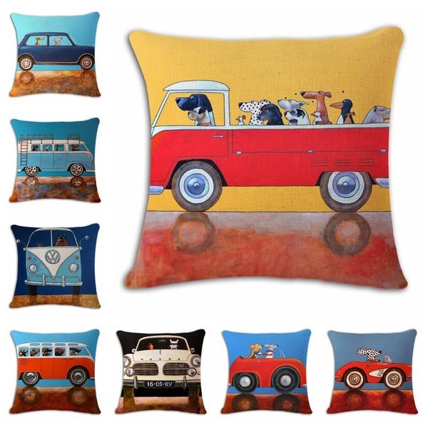 

automobile animal cartoon hand cotton flax pillow back cushion