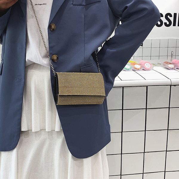 

shangxin small bag new summer chao mingyuan wind shining slant single shoulder chic chain hand with small square bag