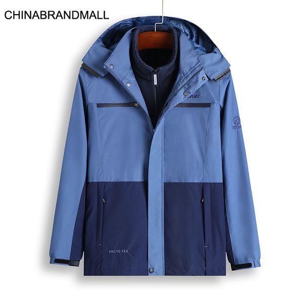 

плюс жир плюс размер открытый зарядка одежда мужчины бархатный комплект из двух частей очень большой три-в-одном водонепроницаемый согреться, Black;brown