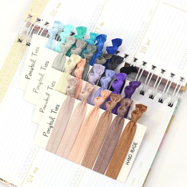 

30cards / много, смазливая сплошной цвет эластичные связей волос fold over на резинке для волос для девочек аксессуары, Slivery;white