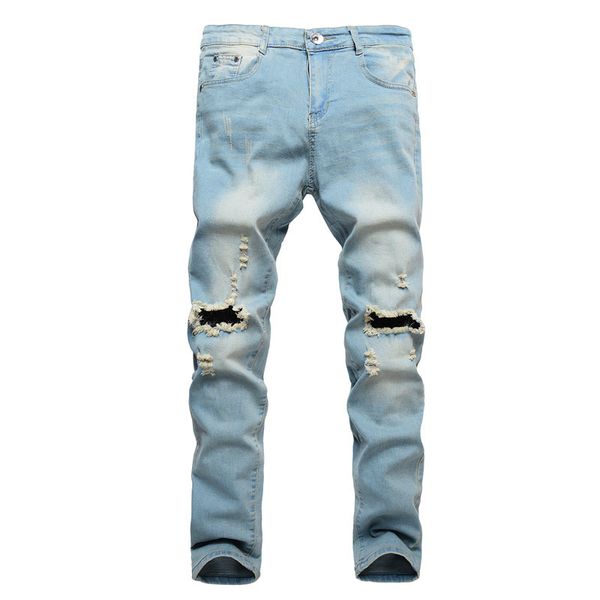 

new 2020 blue men's hole jeans
