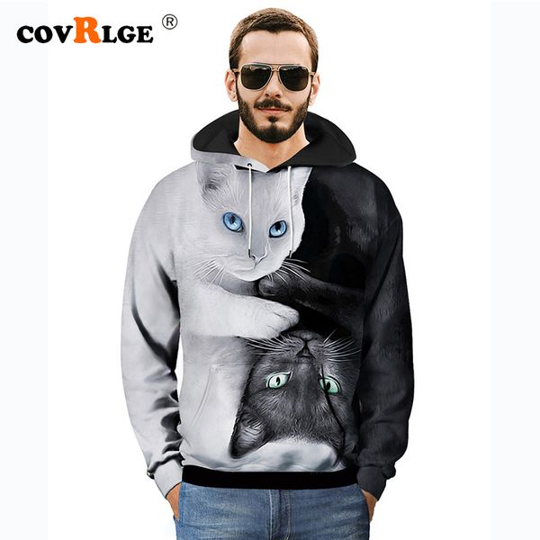 

covrlge men's hooded selling sweatshirts hoodies 3d printing casual fashion homme loose size streetwear hoodie mww168, Black