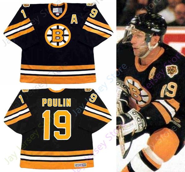 

Custom DAVE POULIN Boston Bruins 1990 Away CCM Vintage Throwback Hockey Jersey