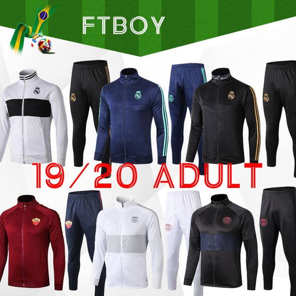 

rome soccer tracksuit 2019 dzeko totti training suit 19 20 lautaro dzeko lukaku 2019 real madrid football jacket kit track, Black