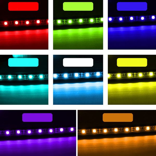 

4-in-1 colorful rgb light bar 9led ambient light car interior decorative foot well with remote control