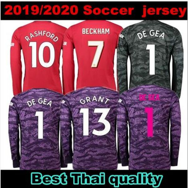 

19 20 manchester long sleeve goalkeeper soccer jerseys united 2019 2020 lukaku pogba alexis martial rashford man utd football shirts, Black;yellow