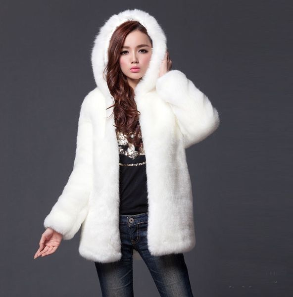 

2019 new faux fur coat fashion slim faux fur jacket fake mink coat, Black