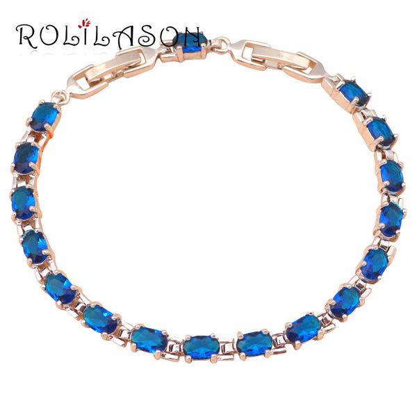 

rolilason elegant style navy blue crystal zircon for women silver bracelet fashion jewelry wedding items tbs729, Black