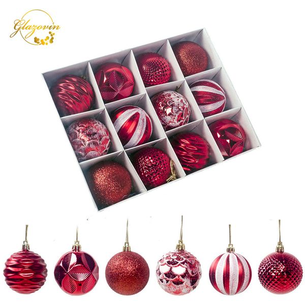 

12pcs christmas tree ball diy boxed pendant pvc christmas tree decoration party supplies xmas new year 2020