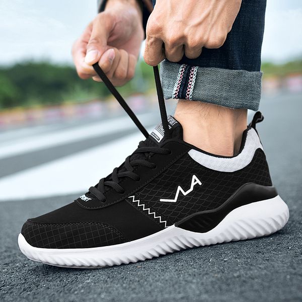 

new men shoes lace-up fashion breathable casual sport shoes men sneakers flats tenis masculino zapatillas hombre size 38-45, Black