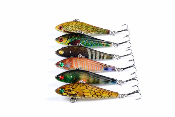 

lifelike painted vib laser crankbaits bass fishing lure 6colors 6.5cm 8.5g 3-d lipless bionic fish vibrate bait