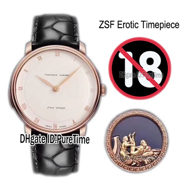 

zsf le brassus carrousel erotic timepiece automatic mens watch rose gold white dial roman markers black leather puretime(same exercise) c03, Slivery;brown