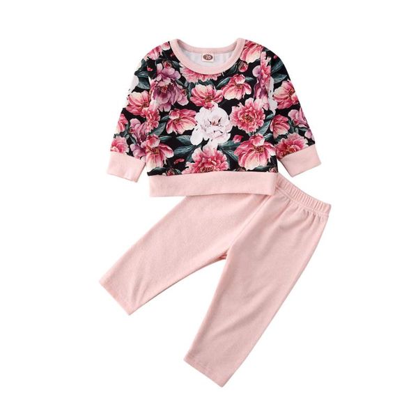 

малыш детских ребёнок цветы одежда top t-shirt брюки леггинсы outfit set, White