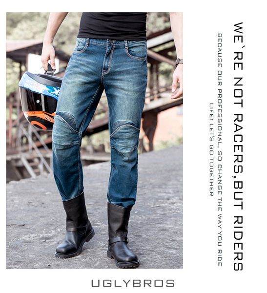 

uglybros ubp 04 featherbed jeans the standard version car ride jeans trousers motorcycle drop the blue