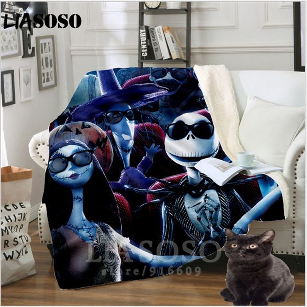 

sofa bedding car patterned office nightmare before christmas stuffed blanket bedspread baby boy travel blanket sofa quilt a21, White;black