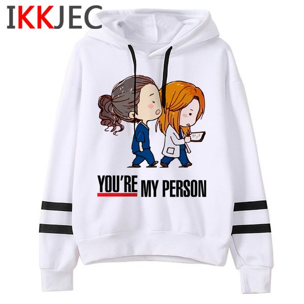 

new greys anatomy harajuku funny cartoon hoodies women you're my person 90s graphic cute sweatshirts fashion casual hoody female, Black