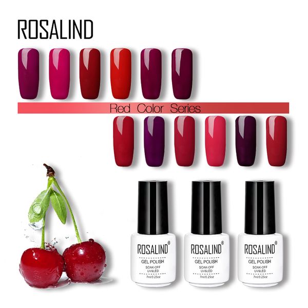 

rosalind gel nail polish hybrid varnishes nail art polish soak off 7ml uv gel vernis semi permanent all for manicure coat, Red;pink