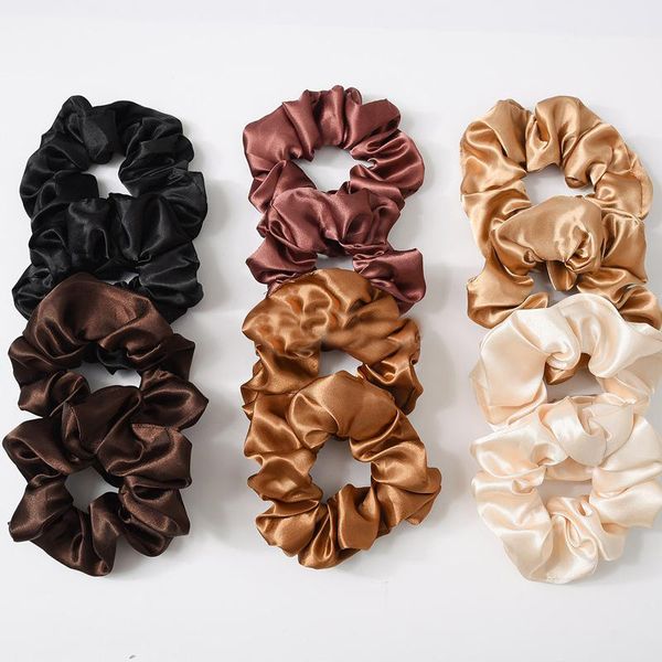 Feminino Scrunchie de cetim/veludo Elástico Suportes para rabo de cavalo Faixas de cabelo elásticas de cor sólida Cordas de cabelo femininas Acessórios para laços de cabelo