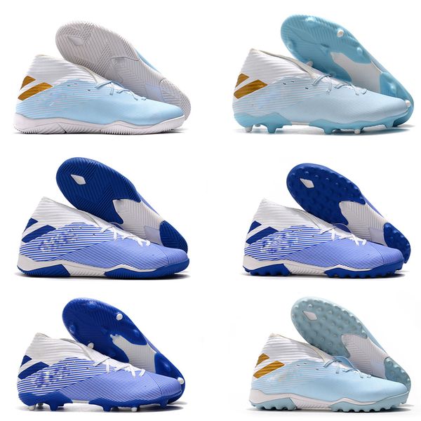 

2019 new arrival mens nemeziz 19.3 laceless fg tf football shoes messi chaussures indoor soccer cleats shoes fast shipping size 39-45, Black