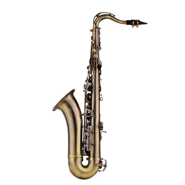 

muslady antique finish bb tenor saxophone sax brass body white shell keys woodwind instrument with carry case sax neck straps