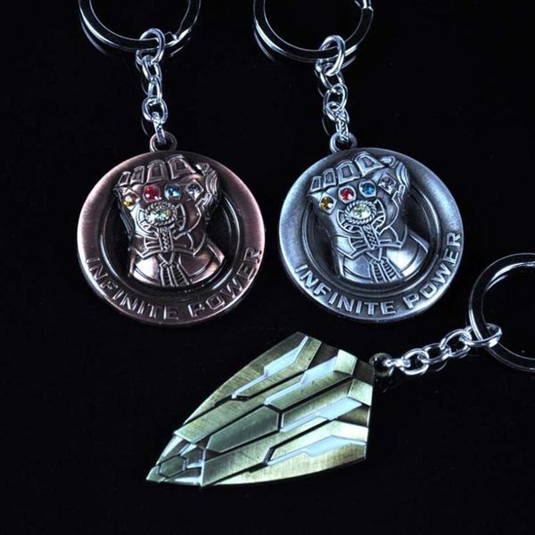 

10pcs/lot the 3 thanos gloves shield keychain the marvel movie car keyring fashion jewelry party gift for men fans, Silver