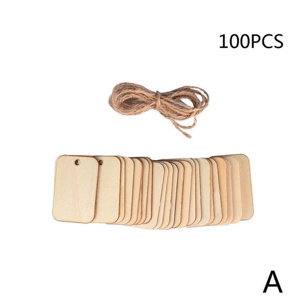

25/50/100 pcs vintage diy wooden blank wooden tags christmas diy rectangle tags with ropes non-porous environmental protection