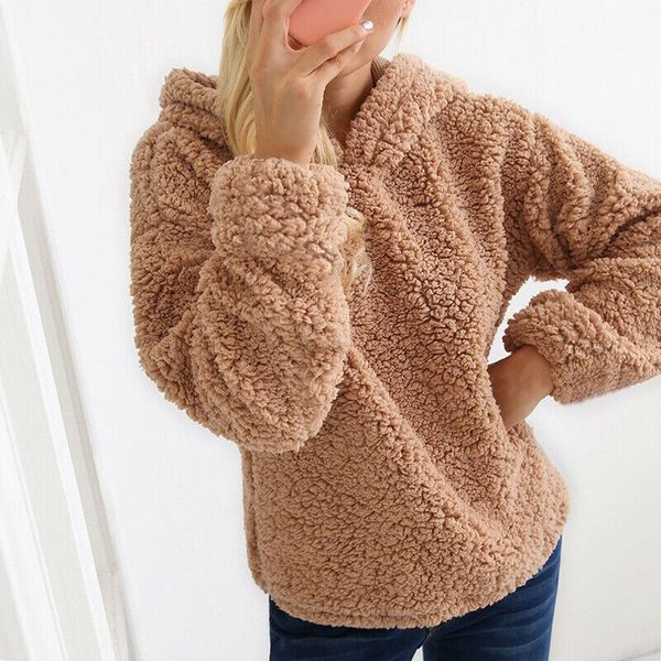 

Women Warm Fleece Hoodie Sweatshirt Hooded Coat Casual Loose Jumper Tops