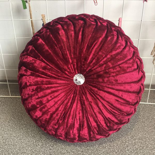 

luxury seat cushion round velvet soft cushions pleated wheel pumpkin handmade bed sofa car chair throw pillow 35x35cm home decor