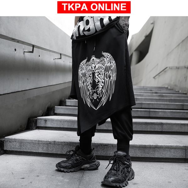 

men high streetwear harem pants 2020 overalls mens baggy sweat pants male hip hop tactical ankel-length trousers, Black