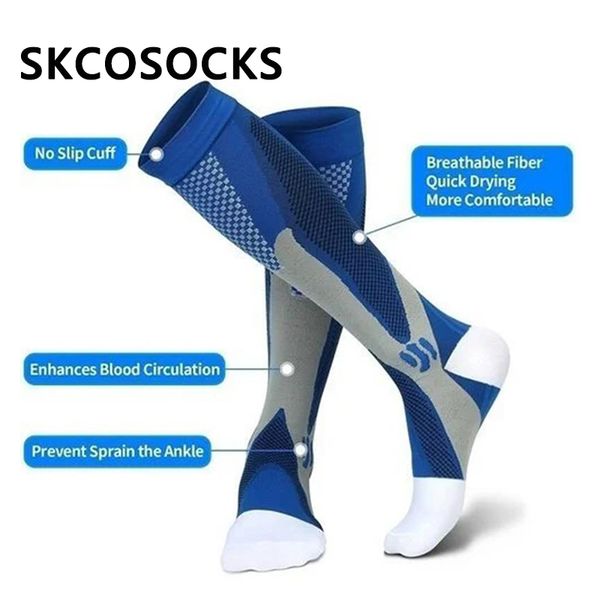 

men compression socks leg support stretch compression socks for anti fatigue pain relief knee high stockings, Black