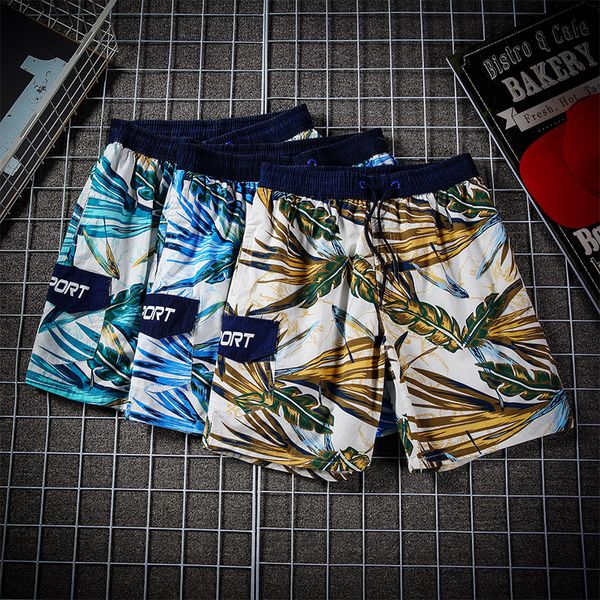 

men's beach shorts 2020 summer new men fashion print thin short pants casual mens loose knee length shorts 6 styles size -3xl, White;black