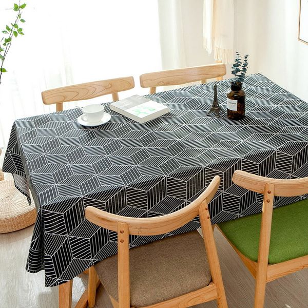 

tablecloth nordic geometric grid pattern party wedding living room table decoration linen tablecloth custom2020