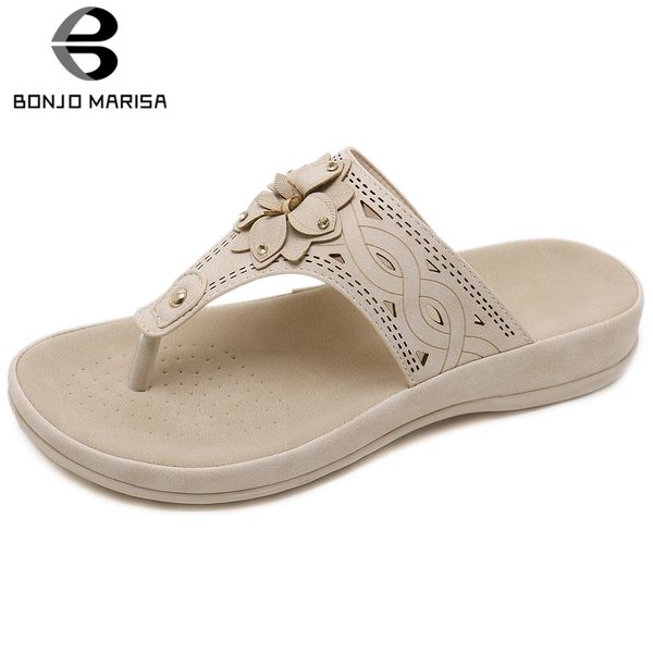 

bonjomarisa 2019 brand new fashion large size 35-42 flip flops summer sandals woman shoes slip on shoes woman slipper, Black