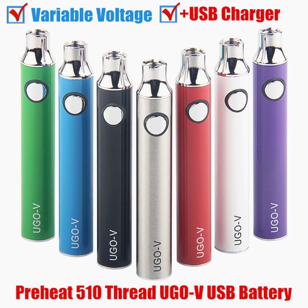 Autentico preriscaldamento a tensione variabile UGO V 510 Thread Vape Ecig Battery Kit EVOD Twist Vaper Vision Pen per cartucce di olio denso