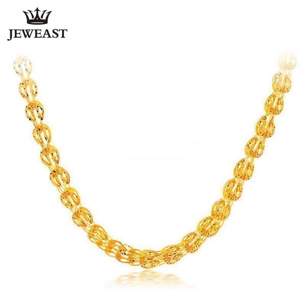 

jlzb 24k pure gold necklace real au 999 solid gold chain smart beautiful upscale trendy classic fine jewelry sell new 2019, Silver