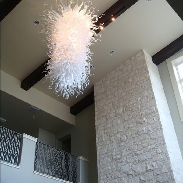 

ac110v-240v white 100% hand blown glass chandelier for livingroom art decoration led light source pendant light