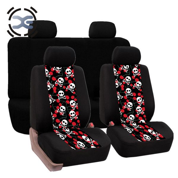 

5 seats skull pattern printing car seat cover compatible universal fit most protector automobiles interior accessories t186