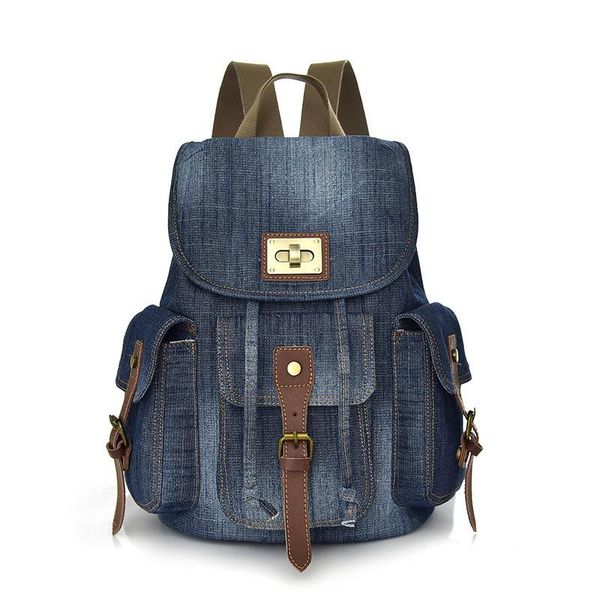 

vintage denim backpack schoolbags handbag splashproof lapbackpack large capacity rucksack for boys and girls backpack new